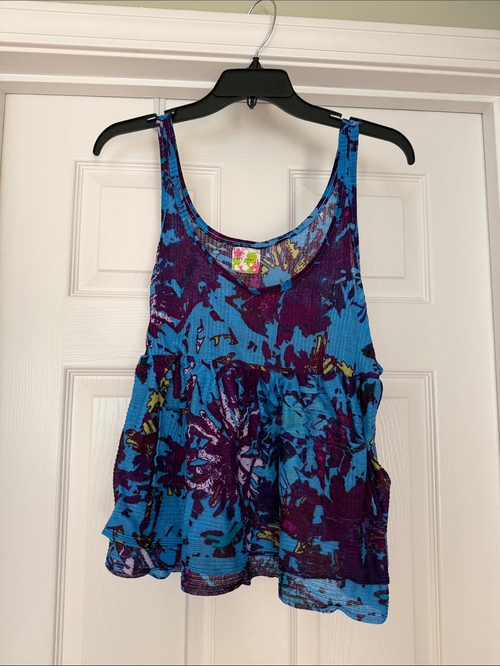 Free People Blue and Purple Floral Tank